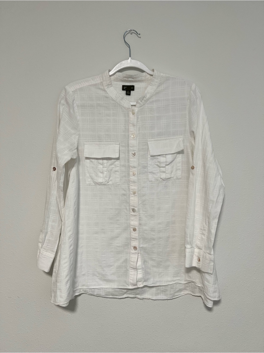 Fei White Button-Front Tunic Shirt